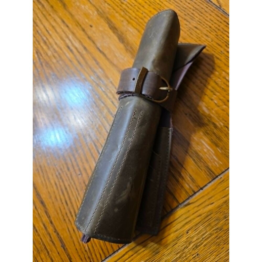 Vintage Waxed Leather Roll-Up Organizer / Pencil Case / Artist Tool Roll